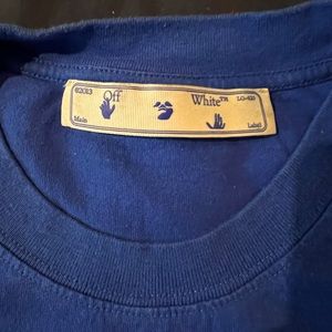 Off White T Shirt - Large Blue with graphics